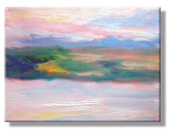 Colorful Morning - sunrise sketch in oil paint, by Eileen Morey