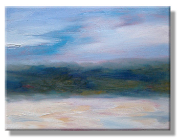 Cloudy sunrise - 5 March 2010 - Oil landscape sketch - Eileen Morey