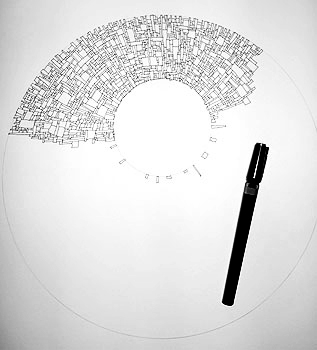 Pandorica - pen and ink illustration in progress