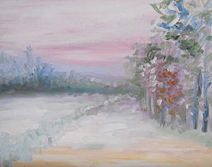 Second painting - 19 Jan 2011 - snowy landscape during power outage