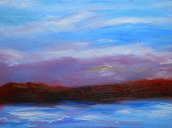 orange hills at sunset - nh landscape - oil sketch