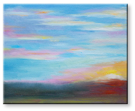 Sunset oil sketch by Eibhlin (Eileen) Eilis Morey MacIntosh
