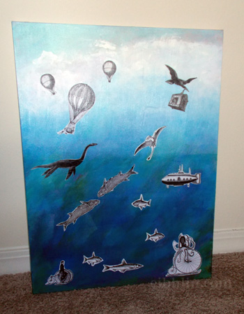 Mixed media painting - absurd from sky to sea