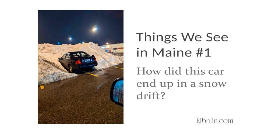 Car in Maine snowdrift